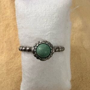 Pandora- RETIRED Sterling Silver & Turquoise Birthday Blooms December Ring
